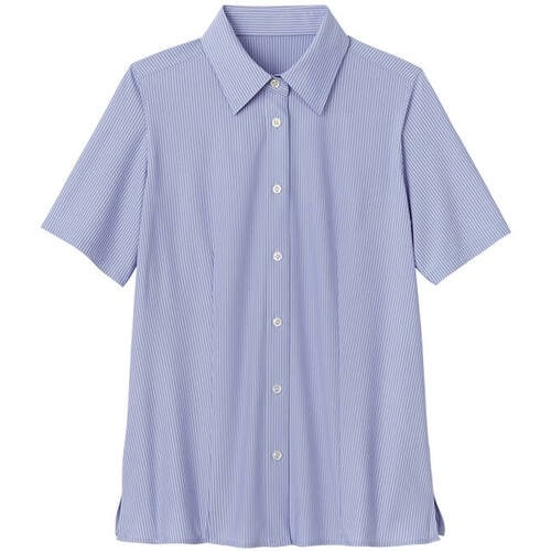 GROW ライト・ニット半袖ブラウスブルー系21