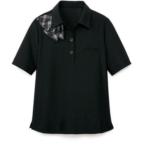 GROW リサイクル・ニットポロシャツ黒SS