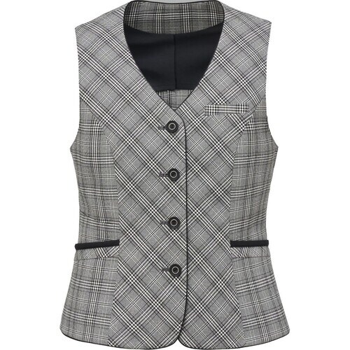 GROW グレンチェックベスト白×黒15