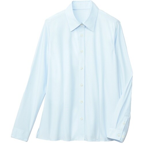 GROW プレーン・ニット長袖ブラウスブルー系07