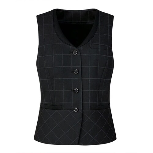 GROW ピケニット・ウィンドーペンベスト黒系15