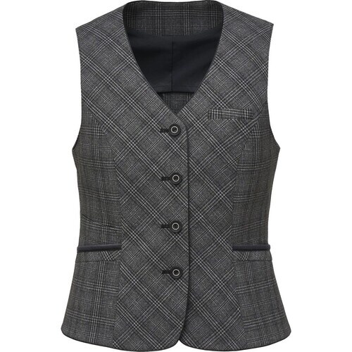 GROW グレンチェックベストグレー系21