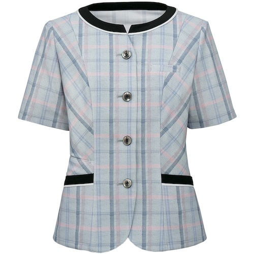 GROW エコチェック・ニットオーバーブラウスグレ