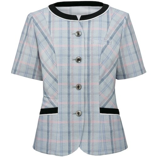 GROW エコチェック・ニットオーバーブラウスグレ