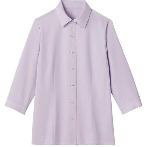 GROW トップクール・カルゼ七分袖ブラウスラベン