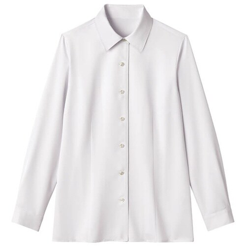 GROW トップクール・カルゼ長袖ブラウスホワイト