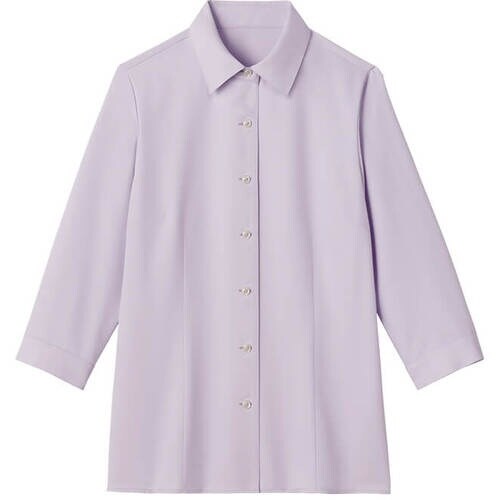 GROW トップクール・カルゼ七分袖ブラウスラベン