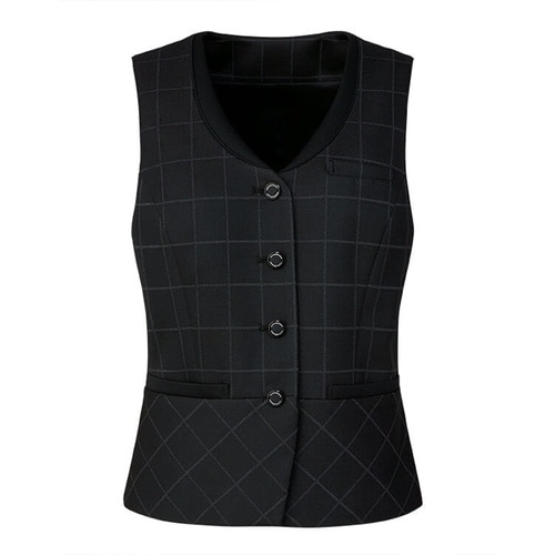 GROW ピケニット・ウィンドーペンベスト黒系13