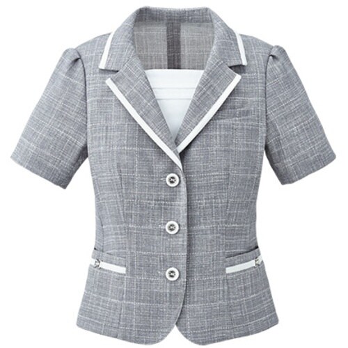 GROW 麻調ウィンドーペンオーバーブラウスグレー