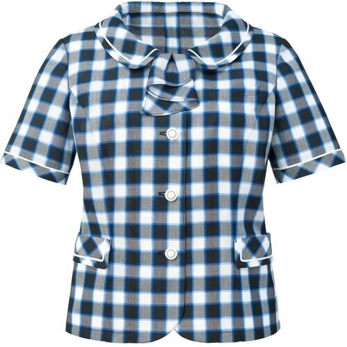 GROW マリン・チェックオーバーブラウスブルー系