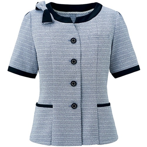 GROW パウダリーツイードオーバーブラウスネイビ