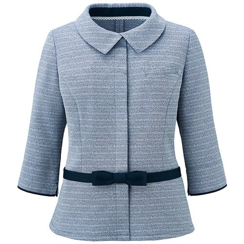 GROW パウダリーツイード七分袖オーバーブラウス