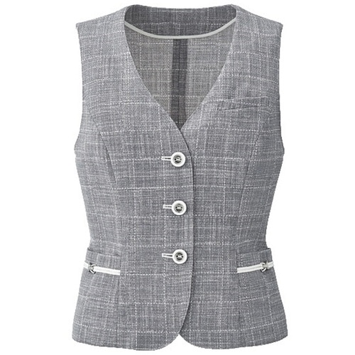 GROW 麻調ウィンドーペンベストグレー系13