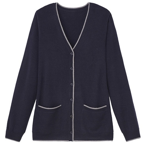 GROW ライン・ニットカーディガンネイビー3L