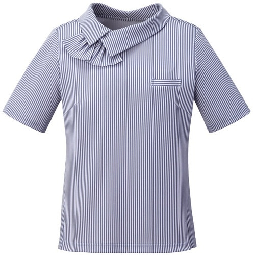 GROW クール・ストライプカットソーブルー系M