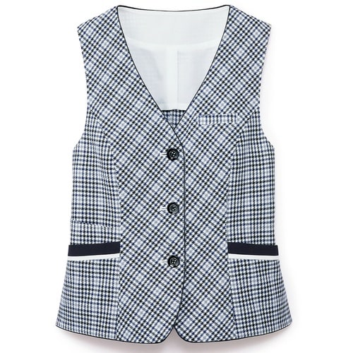 GROW ハーモニーチェックベスト白×紺17