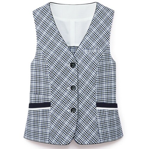 GROW ハーモニーチェックベスト白×紺05