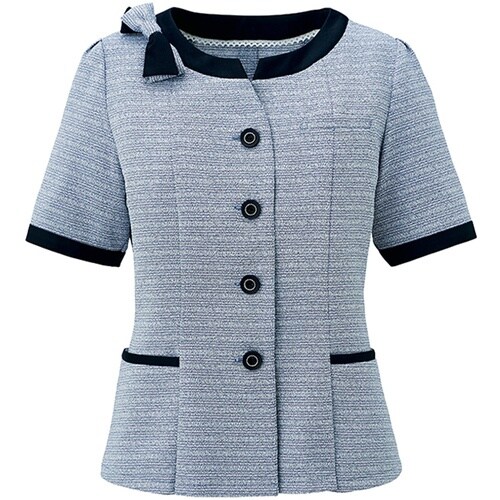 GROW パウダリーツイードオーバーブラウスネイビ