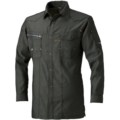 G.G. 875 長袖シャツ ダークブラウン 3L