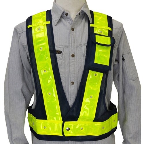 ミズケイ 多機能ベスト「光るんです」IU付(紺/黄