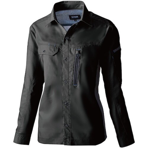 SOWA 3018−02 長袖シャツ ブラック S