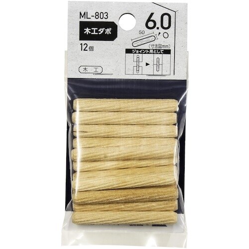 WAKI 木工ダボ 6X50 12本入り