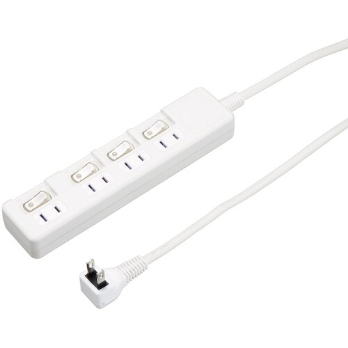 YAZAWA 4個口節電タップ0.3mホワイト