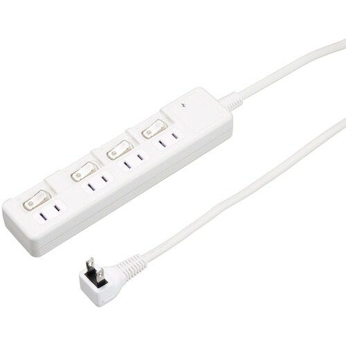 YAZAWA 雷ガード付4個口節電タップ1mホワイ