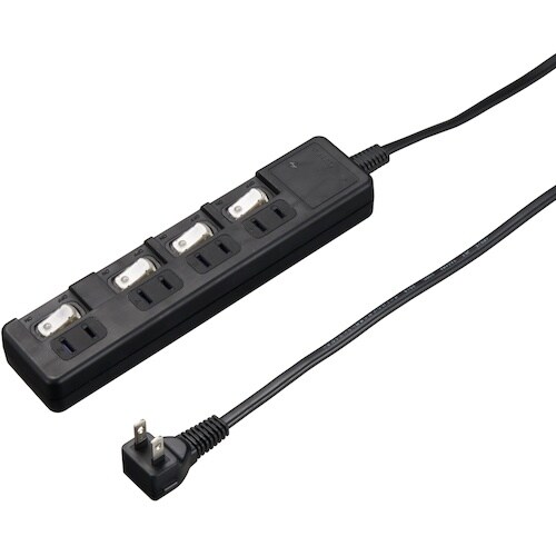 YAZAWA 雷ガード付4個口節電タップ3mブラッ