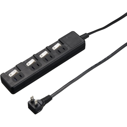 YAZAWA 雷ガード付4個口節電タップ1mブラッ