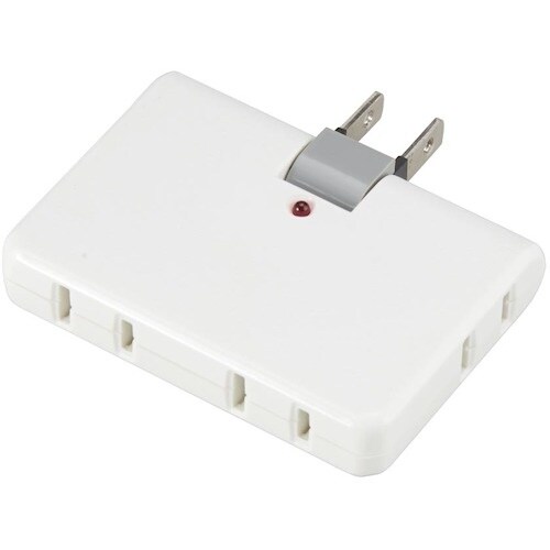 YAZAWA 雷ガード付4個口コーナータップホワイ