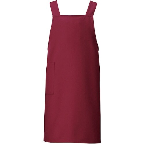 アイトス 胸当てエプロン ボルドー