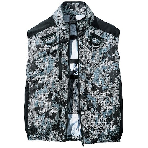 自重堂 空調服ベスト ブラツクカモフラ L