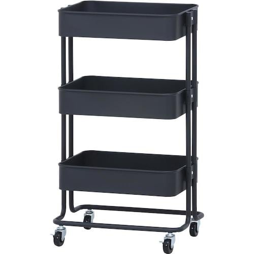 不二貿易 キッチンワゴン バスケット3段 ブラック