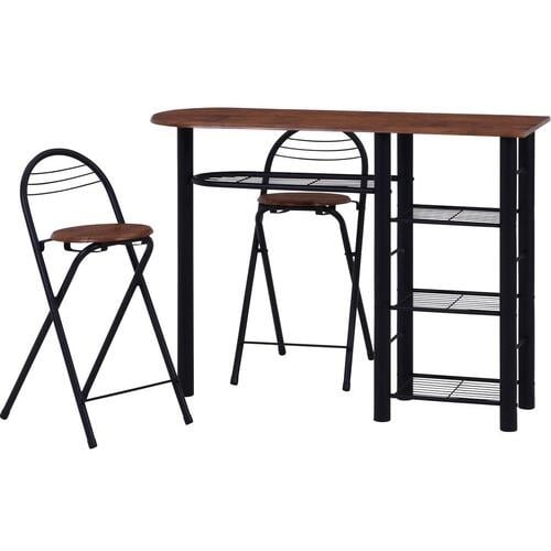 不二貿易 カウンターテーブルチェアセット3点BR
