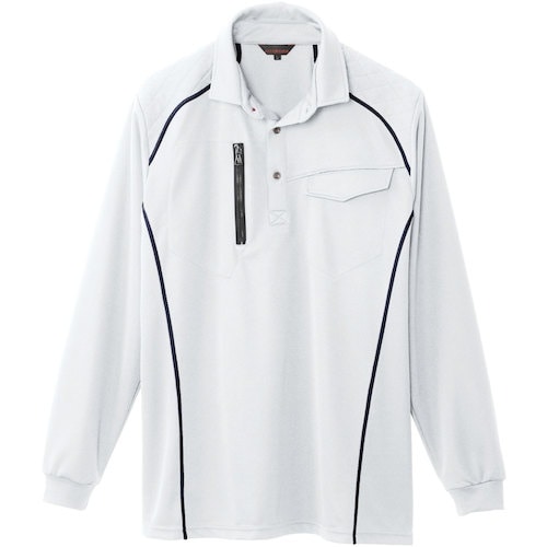 桑和 50580 長袖ポロシャツ(胸ポケット付き)