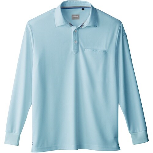 桑和 50720 長袖ポロシャツ(胸ポケット付き)