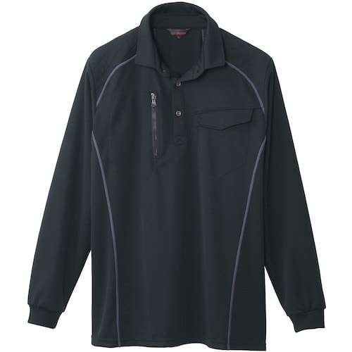 桑和 50580 長袖ポロシャツ(胸ポケット付き)