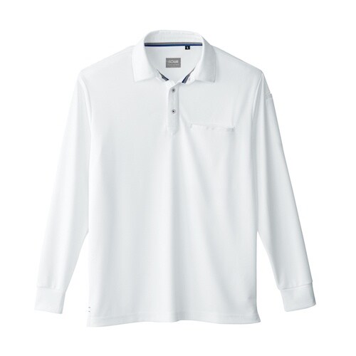 桑和 50720 長袖ポロシャツ(胸ポケット付き)