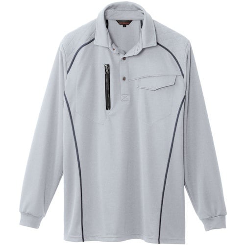 桑和 50580 長袖ポロシャツ(胸ポケット付き)