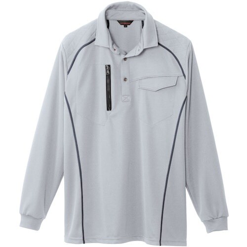 桑和 50580 長袖ポロシャツ(胸ポケット付き)