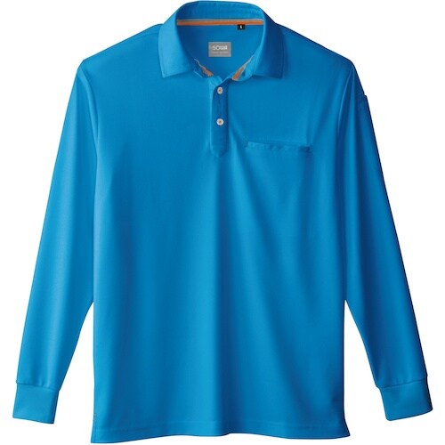 桑和 50720 長袖ポロシャツ(胸ポケット付き)