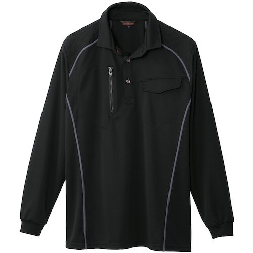 桑和 50580 長袖ポロシャツ(胸ポケット付き)