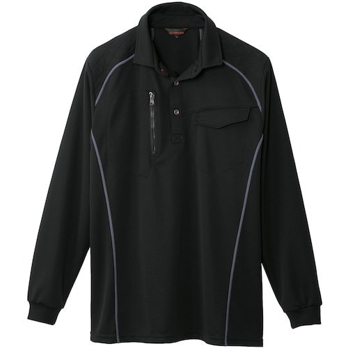 桑和 50580 長袖ポロシャツ(胸ポケット付き)