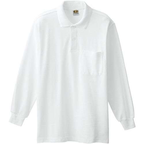 桑和 0090 長袖ポロシャツ(胸ポケット付き)