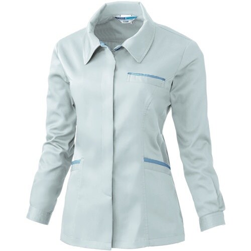 桑和 424 レディース長袖スモック シルバーグレ