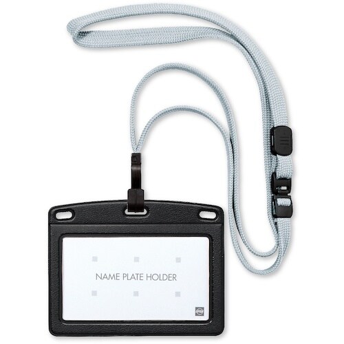 OP 吊り下げ名札 フック式 レザー調 ヨコ名刺