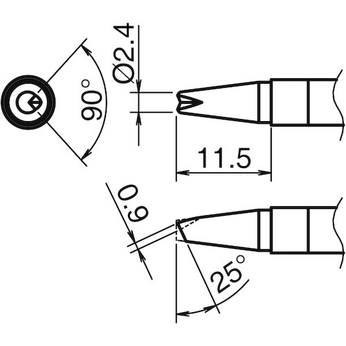 白光 こて先 2.4BC型 V溝付き