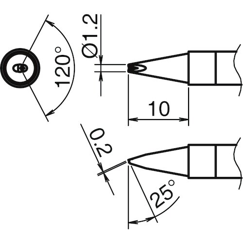 白光 こて先 1.2D型 V溝付き