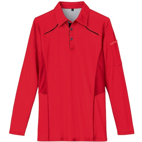 アイトス 長袖ポロシャツ レッド SS